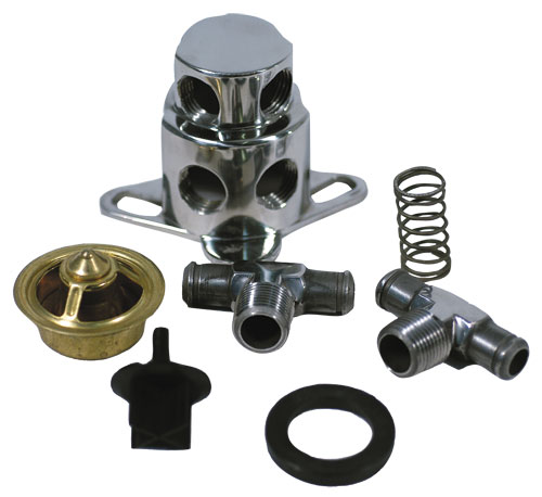 Polished Stainless Thermostat Kit For Chevy