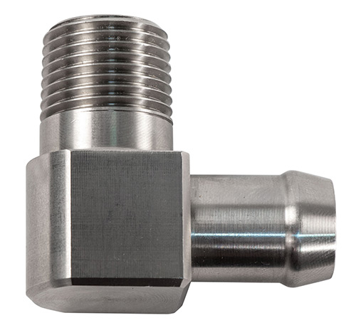 90 Deg. Stainless Steel 1/2" NPT x 5/8" Hose Fitting