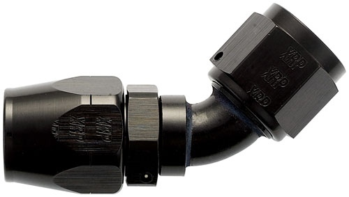 Black 45 Degree Double-Swivel AN Hose End