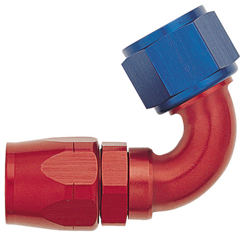 Red/Blue 120 Degree Double-Swivel AN Hose End