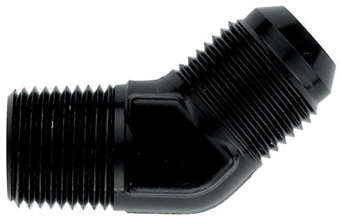 Black 45 Degree Male AN Flare to NPT Pipe Adapter