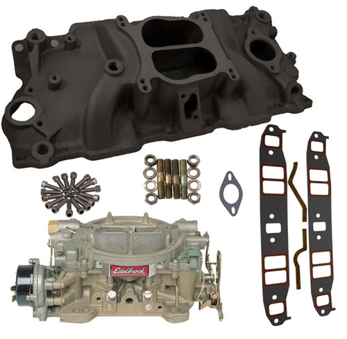 Small Block Chevy HP-Plus Intake Manifold, Carburetor and Gaskets Kit