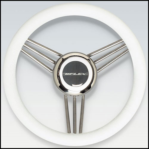 Stainless Steel Steering Wheel, 13.2" Diameter, White Grip