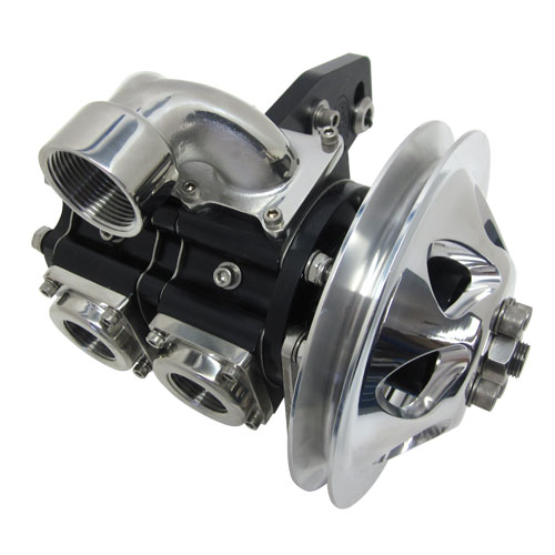 2 Stage Aluminum  Sea Pump with 1 Groove Pulley, 1-1/4” NPT Center Inlet & Dual 1” NPT Outlets
