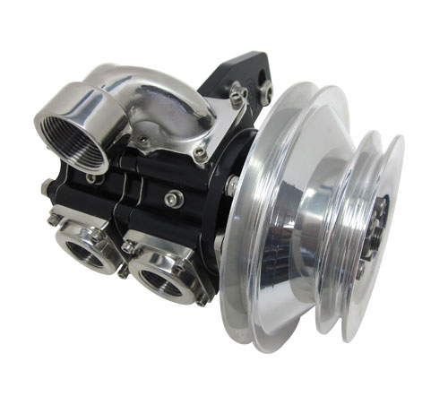 2 Stage Aluminum  Sea Pump with 2 Groove Pulley, 1-1/4” NPT Center Inlet & Dual 1” NPT Outlets