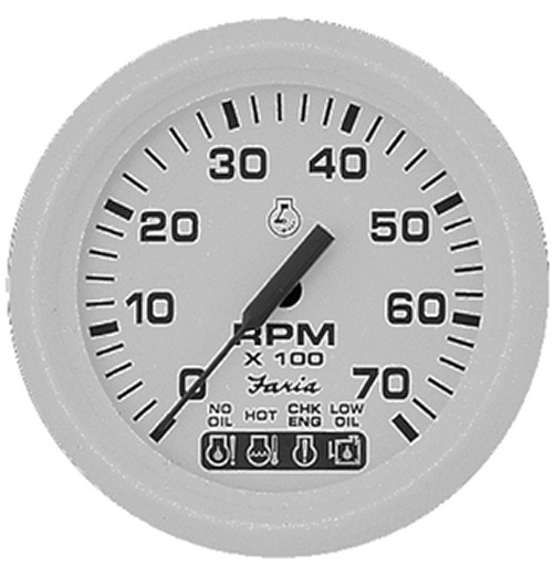 Faria Dress White 4" Gauge - 7000 RPM Tachometer With System Check Indicator (Gas) (J/E Outboard)"