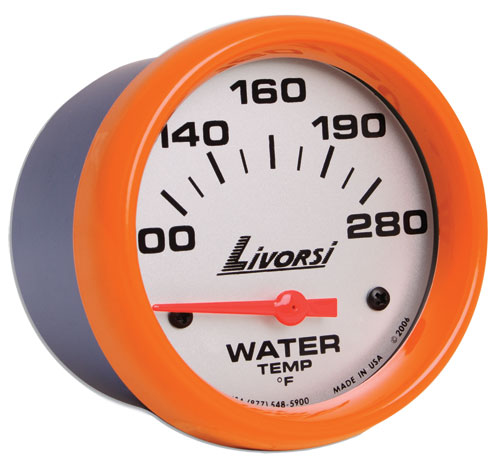 Livorsi Water Temperature Gauge 100-280F Mega & Race Rim 2-5/8"
