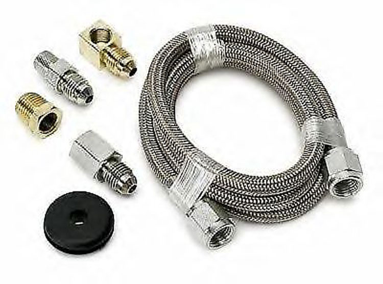 #4 Braided Stainless Steel Hose, 3-Feet Long, 3/16'' ID Fittings