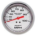 Autometer Marine Analog Speedometer, Liquid Pitot Operation, 100 MPH, 3-3/8"